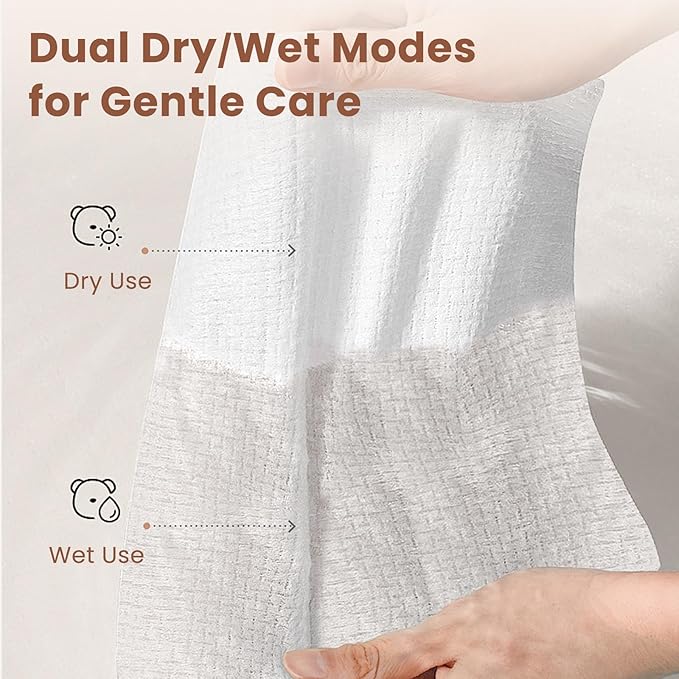 Solurié Disposable Face Towels 10”×12” XL – 50 Count, 100% Viscose Ultra-Soft Dry Wipes, Lint-Free, Thick & Tear-Resistant Face Cleansing Cloths for Skincare & Makeup Removal