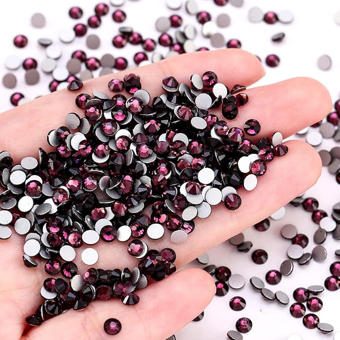 SS16 Non Hotfix Flatback Rhinestones - 1440pcs Amethyst Glass Nail Gems for Crafts, Makeup Bags, Shoes & DIY Decoration