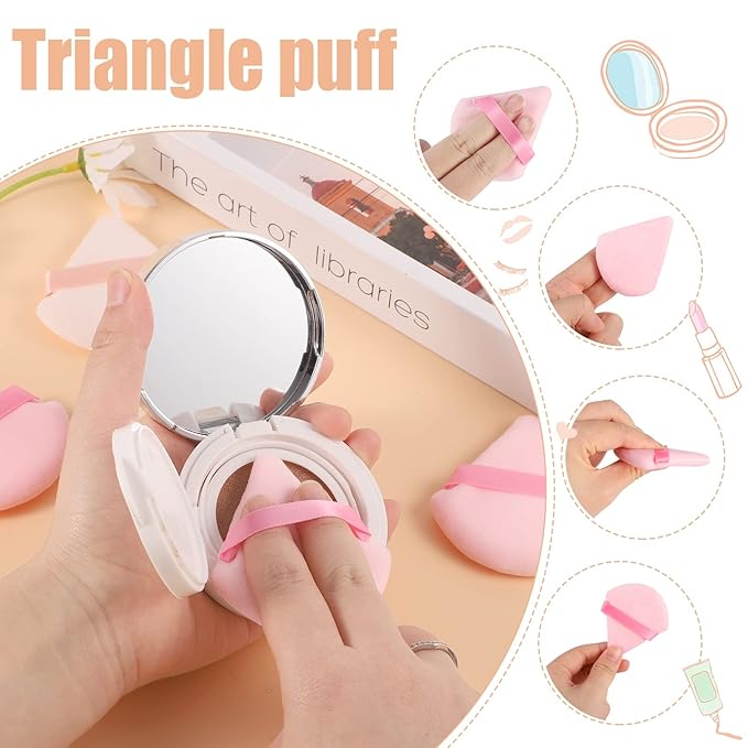 Pimoys 6 Pieces Powder Puff Face Triangle Makeup Sponge Soft Powder Puffs for Loose Powder Foundation Sponge Setting Powder Puff Makeup Tool, Valentines Day Gifts for Women