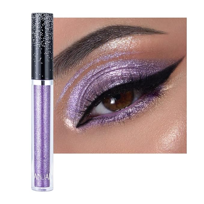 Eyeshadow liquid Shimmer Long Lasting Effect Shiny Eyeshadow Glow Glitter Makeup (Purple)