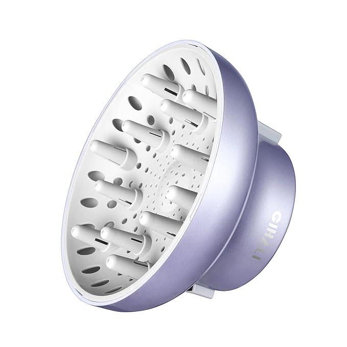 GIHALI Universal Hair Diffuser “Super Sturdy” 1.7 Inch to 2.6 Inch for Natural Curly and Wavy Hair, Hair Dryer Attachment (Lavender)