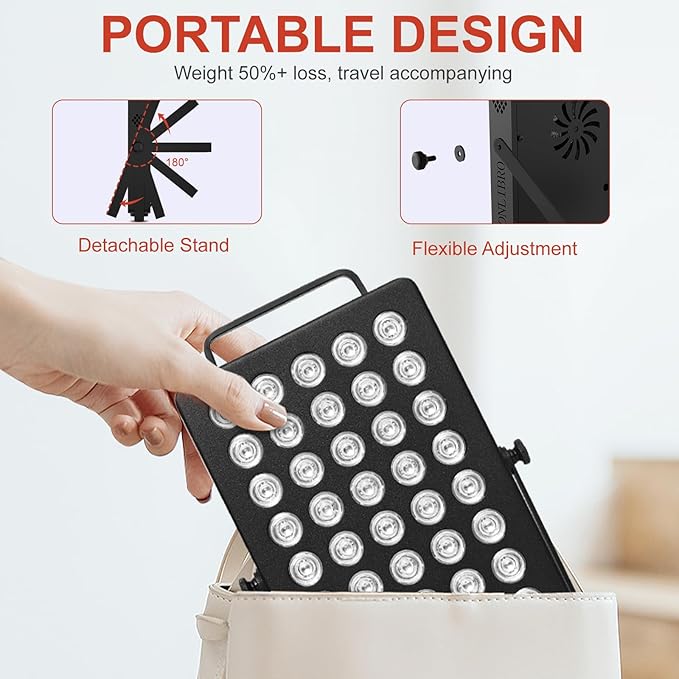Red Light Therapy Panel for Face and Body, Quad Wave 660nm 850nm 630nm 940nm Near Infrared Light Therapy Panel Portable Dual Chip LED Device for Body Pain Relief Skin Health Sleep (BN-40)