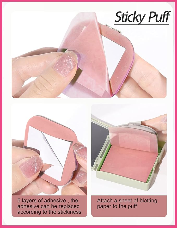 Okerker Rose Oil Blotting Paper - 200 Sheets w/Mirror, Puff & Refills, Absorbs Excess Face Oil, Controls Shine, Saves Makeup, The On-the-Go Essential for a Flawless, Matte Finish All Day