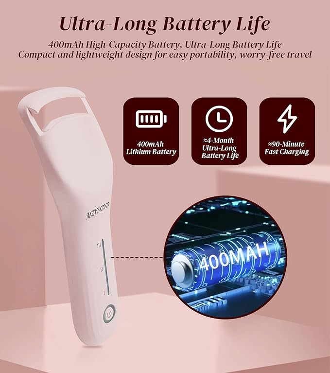 MZYMZYD Heated Eyelash Curler, Eyelash Curlers with 3 Temp Settings, 10S Quick Heat-Up, 24H Long-Lasting Natural Curl, Type-C Recharge, Mini Electric Eyelash Curler for Women - Pink