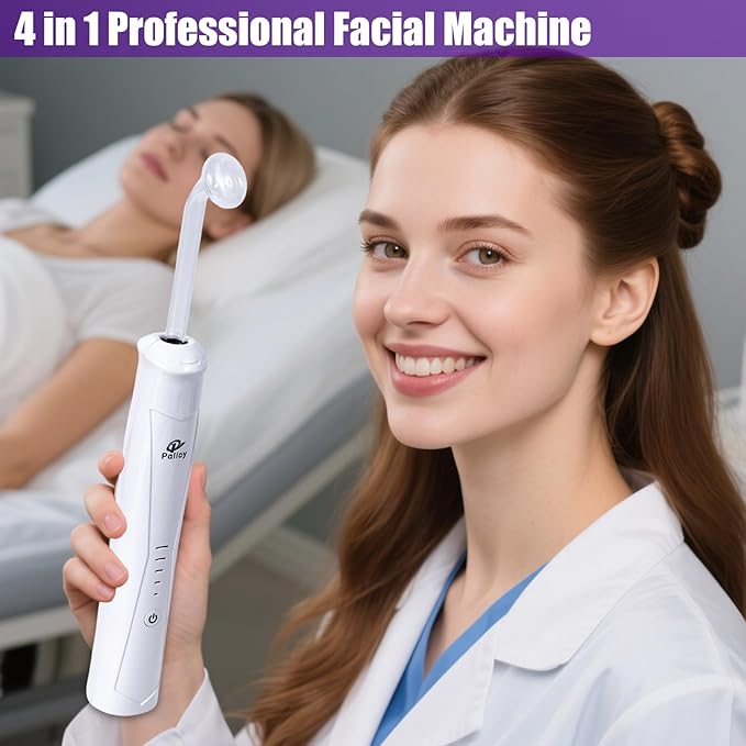 Wireless Lift Wand Professional High Frequency Facial Wand Machine Includes 4 Electrodes,Therapy Wand - Xenon Gas Diminish Wrinkles, Scars, Dark Circles, Breakthrough Device for Beauty (White)