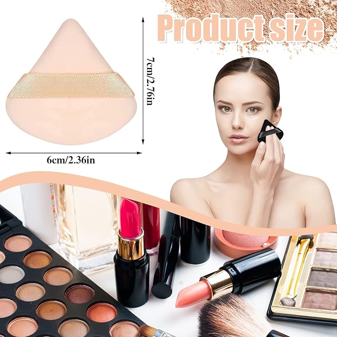 Pimoys 6 Pieces Powder Puff Face Triangle Makeup Sponge Soft Velour Puffs for Loose Powder Setting Powder Blender Foundation Sponge Beauty Makeup Tool, Valentines Day Gifts for Women