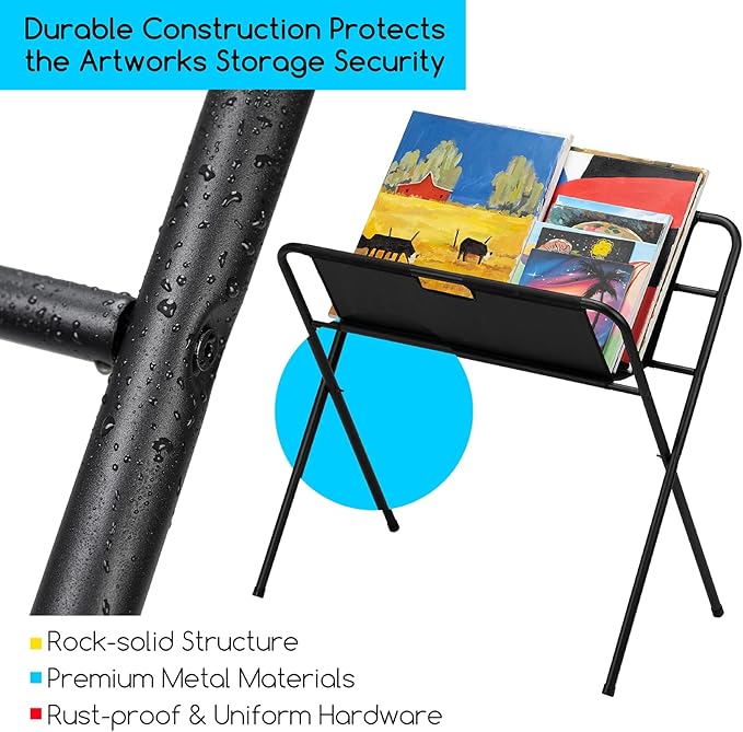 MEEDEN Canvas Print Rack, Folding Metal Print Rack, Art Drying Rack, Portable Art Storage Rack, Display for Poster Stand, Canvas, Panels, Artworks - Large