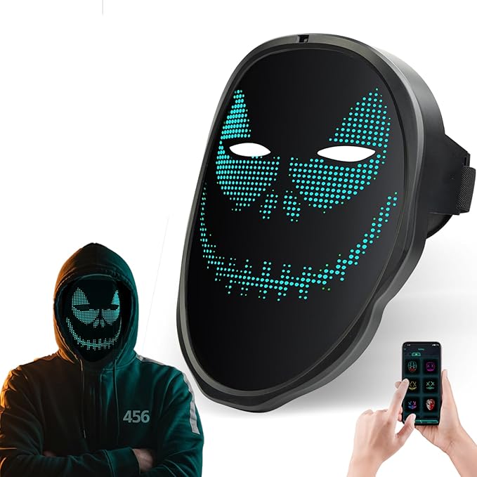 LED Mask with APP & Gesture Control - Perfect for Cosplay, Masquerade Balls & Party Costumes for Adult Unisex Mask