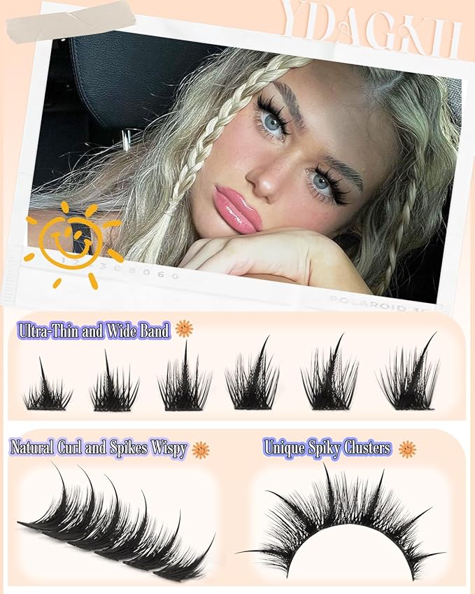 YDAGKH Lash Clusters Spiky Eyelash Clusters Fox Eye Cluster Eyelash Extensions Unique Spikes Individuals Manga Lash Extension 144Pcs DIY Fairy Anime Cluster Eyelashes Volume Cat Eye Lashes Long