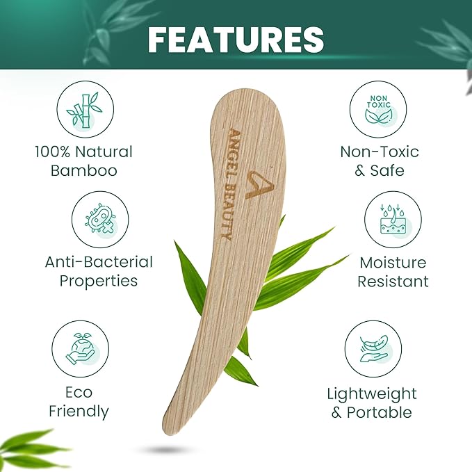 Bamboo 50-pack Cosmetic Facial Makeup Spoon Spatula Mini Makeup Spatula, Biodegradable Compostable Cosmetic Spatulas Spoon, Skincare Cream Scoop Applicator Facial Massage Beauty Tools BPA FREE