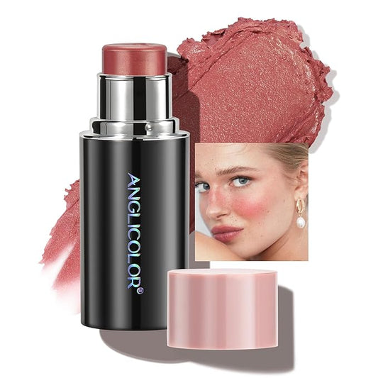 Anglicolor Blush Stick, Matte, Ceam Blush, Non-Greasy, Blush Stick for Cheeks, Blendable Color, Fragrance of Flowers, Smooth, Long Lasting, Highly Pigmented, Hydrate,Better for Fair Skin