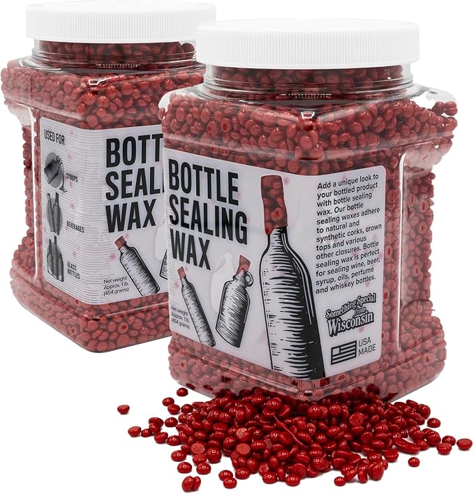 Blended Waxes, Inc. Bottle Sealing Wax Beads, Premium Pastille Wax Seal Beads For Wine, Beer, and Liquor Bottle Closure, Seals Between 25-30 Bottles, 1 lb, Gloss Bright Red