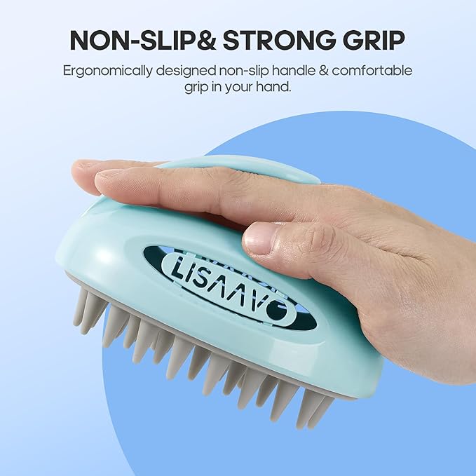 LISAAVO 3 in 1 Hair Growth Scalp Massager,Replaceable Shampoo Brush for Relaxing,Deep Cleansing Exfoliator & Soothes itching - Wet/Dry Use for All Hair Types,Blue
