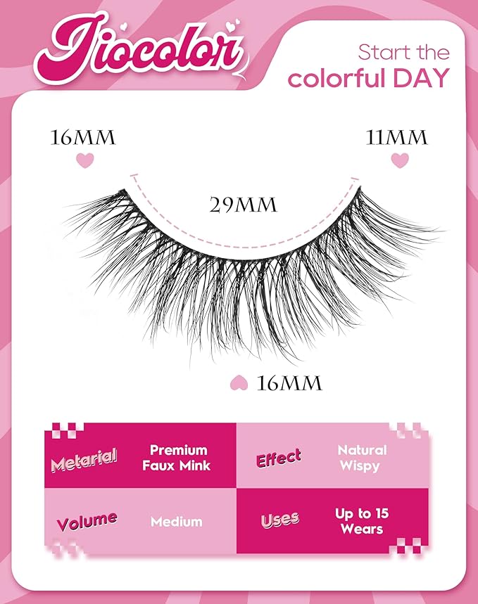 Cat Eye Lashes Light Short Eyelashes Natural Look Thin Band Winged Mink Lashes Short Small Strip Fake Lashes Pack 16mm Foxy False Eyelashes 76-ICON
