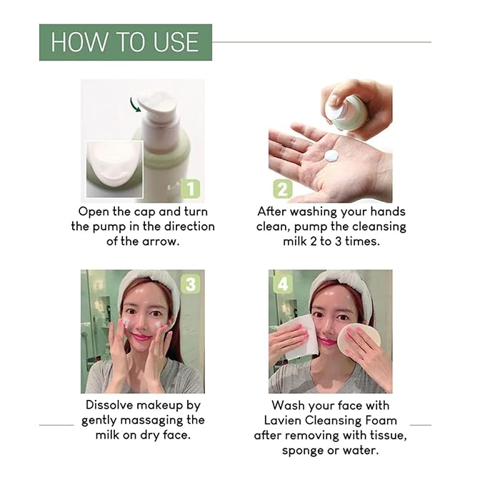 LAVIEN Perfect Balance Moisture Cleansing Milk - Milk-Type, Mugwort Facial Cleanser, Makeup Remover - Non Irritating, Suiteable for All Skin Types, Men and Women - 5.97 Fl Oz (150ml) Bottle