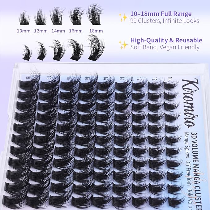 Manga Lash Cluster 3D Volume Cluster Eyelash Extensions 10-18mm Thick DIY Individual Lashes Spike Eyelash Clusters Wispy Lash Clusters