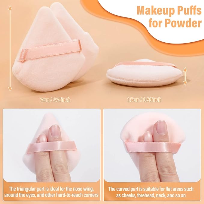 20pcs Triangle Powder Puff, Setting Powder Puff for Make Up, Face Puff Pads for Loose Powder and Press Powder, Makeup Sponge Powder Applicator for Face and Eye
