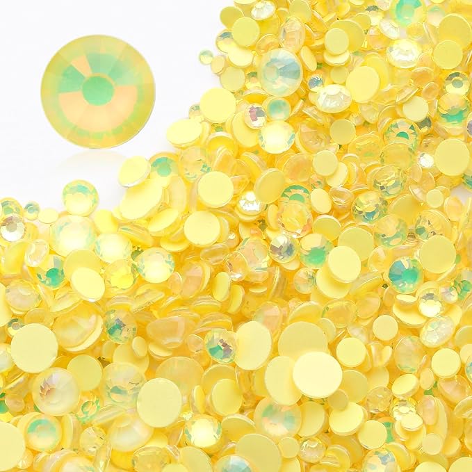 Meibite F Yellow Flatback Rhinestones, Glass Rhinestones for Nail Art and Craft, Glue Fix, Loose Crystal Gemstones(F Yellow, SS20, 1440pcs, 4.6-4.8mm)