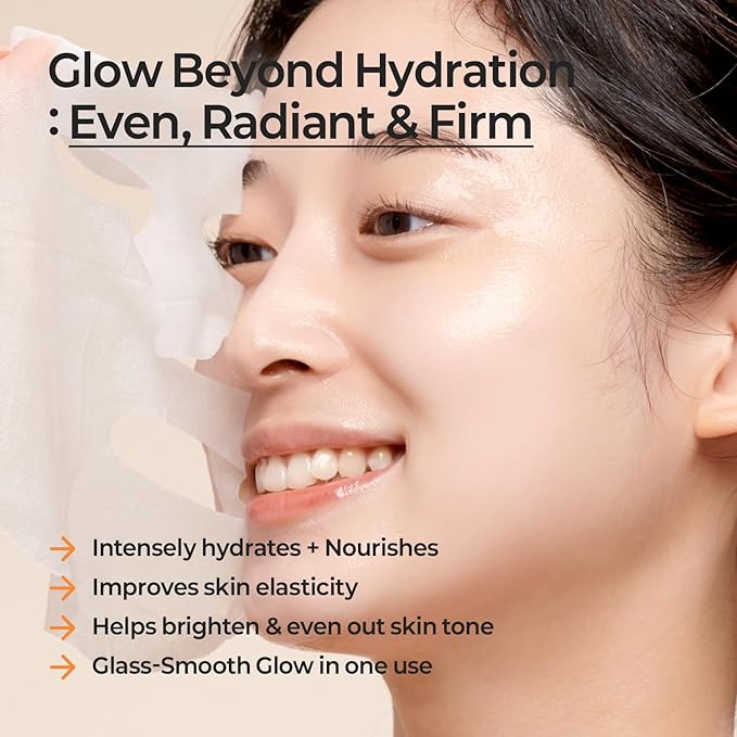 MOTHER MADE Glowing Glass Skin Hydrating Snail Deep Collagen Face Masks Set of 20 EA, with Niacinamide 2%, Vitamin E, Facial Mask for Dry, Sensitive Skin, Self Care, Korean Skincare