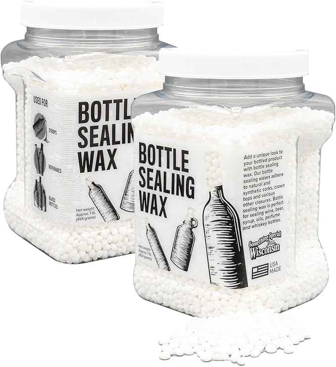 Blended Waxes, Inc. Bottle Sealing Wax, Pastille Wax Seal Beads For Wine, Beer, and Liquor Bottle Sealing, Seals Between 25-30 Bottles, 1 lb, White Pearl
