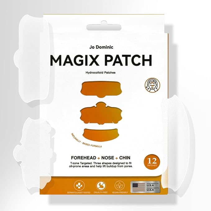 MAGIX PATCH T-Zone Acne Patches Large Hydrocolloid Pimple Patches for Forehead, Nose & Chin – Absorbs Oil & Blemishes Fast – Vegan & Cruelty-Free (12 Count)