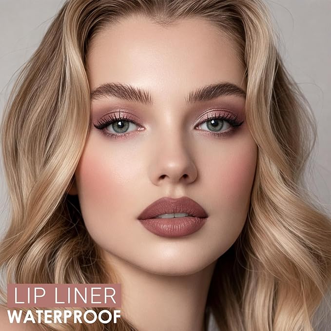 Erinde Nude Matte Lip Liner Set, 12 Colors Lipliner Pencil Pack with Sharpener for Define & Sculpt Lip, Long-Lasting Waterproof Non-Smudge Brown Mauve Nude Peach Plum Lipliner Delineador De Labios