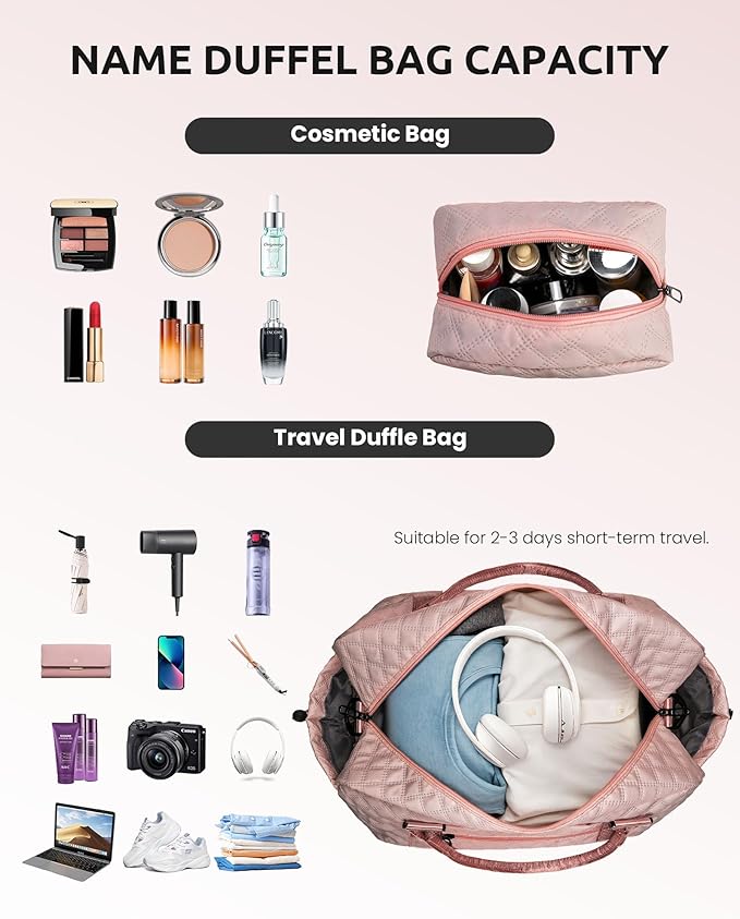 Gifts for Girls-Kids Duffle Bag with Shoe Compartment, Girls Weekender Bag, Monogram Overnight Bag, Letter Travel Bag with Makeup Bag，Personalized Gift Idea for Women Her (Letter G)