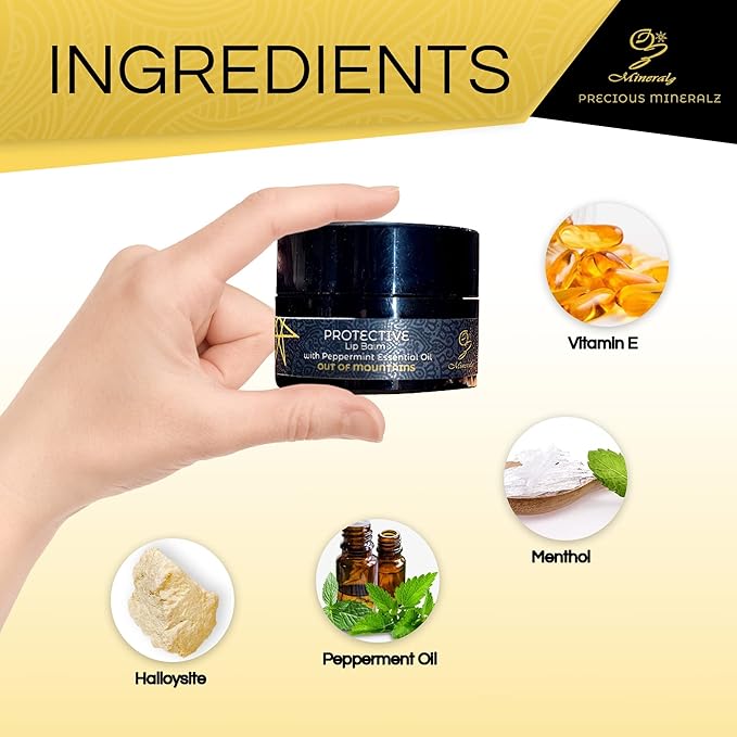 OUT OF MOUNTAINS Protective Lip Balm with Peppermint Essential Oil, Natural Lip Balm with Vitamin E & C, Soothing Sore Lips, Anti-Oxidants for Healthy Lips
