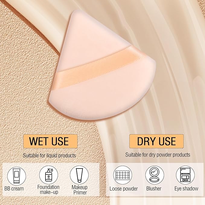 6 Pieces Triangle Powder Puff Soft Makeup Sponge Make Puff for Face Powder Cosmetic Foundation Sponge Makeup Tool Valentines Day Galentines Day Gifts for Women (Flesh)