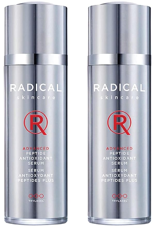 Radical Skincare Advanced Peptide Antioxidant Serum - Repairs and Smooths Skin to Reduce Wrinkles & Improve Elasticity - For All Skin Types - Paraben Free - Clinically Proven Results (1 Fl Oz, 2 Pack)