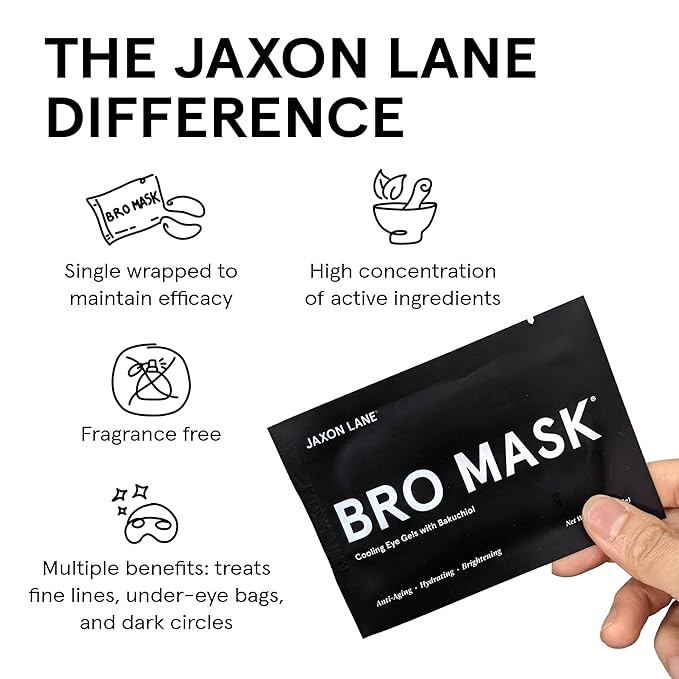 BRO MASK Under Eye Patches for Men with Hydrogel (6 pairs) - Anti-Aging Korean Eye Masks for Dark Circles and Puffiness - Puffy Under Eye Treatment - Perfect Skin Care for Men