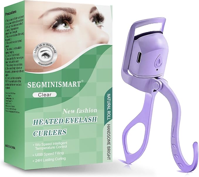 Heated Eyelash Curler, Fast 5s Heat up, 24 Hours Long Lasting, Rechargeable Electric Lash Curler, Temperature Control, Safe Anti-Burn Eye Lash Curler, Quick Natural Curling Lashes