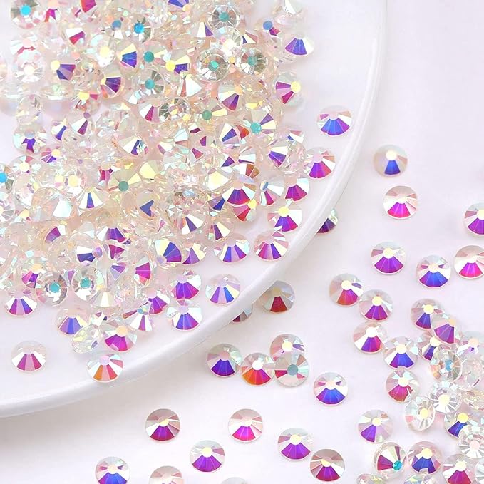 Novani Rhinestones 3000Pcs Flatback Crystal Round Loose Gemstones Glass Rhinestones for Crafts Makeup Nail Art Clothes Shoes DIY Decorations(SS6, 1.9-2.0mm,Transparent)