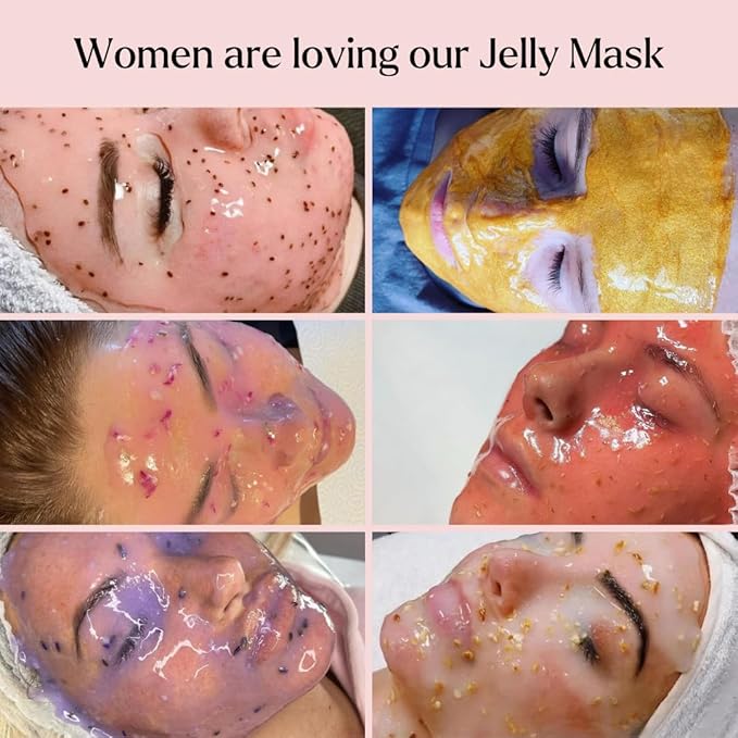 Jelly Mask for Facials - 12 Flavors Hydrating & Brightening Jelly Face Masks | Free Jade Roller & Spatula | Bulgarian Rose, Lavender, Hyaluronic Acid, 24K Gold face mask skin care |Vajacial Jelly Mask