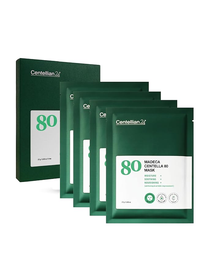 CENTELLIAN 24 Madeca Mask (Extra Moisturizing, 4pc) - Face Sheet Mask, Ultra Hydrating & Soothing for Dry, Sensitive Skin. Korean Skin Care by Dongkook. Centella Asiatica, TECA, EGF