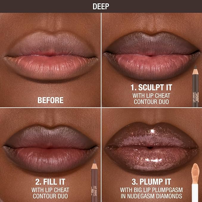 Charlotte Tilbury Lip Cheat Contour Duo - Dual-Sided Lip Liner Pencil to Sculpt & Fill for an Easy Contour Effect - Helps Prevent Lipstick Feathering - Deep
