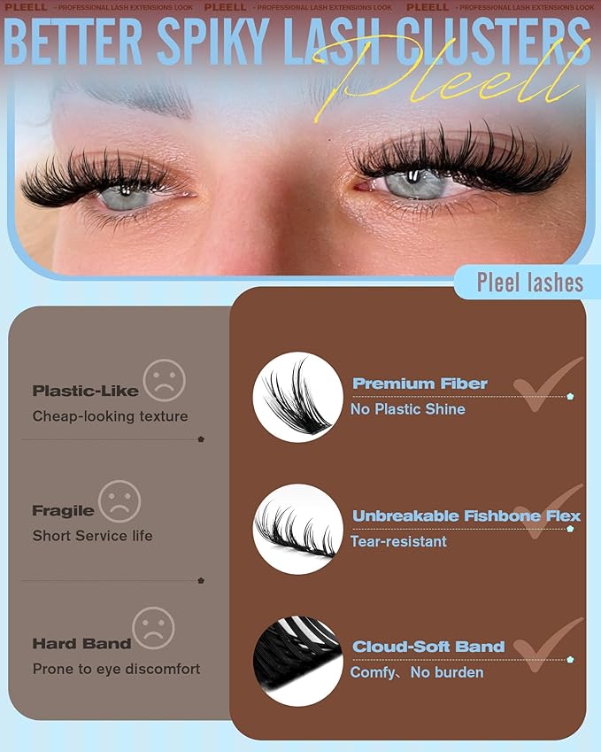 Lash Clusters Manga Eyelash Clusters With Spikes Bunny Cluster Lashes Natural Volume Cluster Eyelash Extensions 14-22mm D curly Individual Lashes Wet Look