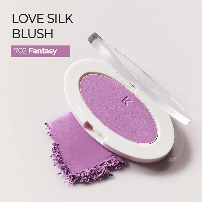 Laka Love Silk Blush, Radiant Powder Blush, Silky, Buildable Color with a Natural Glow, Long Lasting, Moisturizing Formula for a Fresh, Flushed Look, K-Beauty (#702 Fantasy)