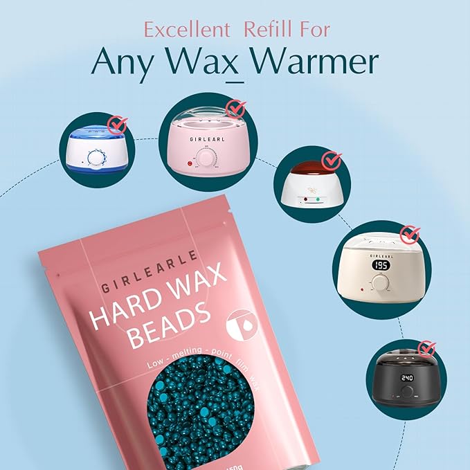 GIRLEARLE Hard Wax, Jasmine Infused Wax Beans for Sensitive Skin, 1lb, Wax for Hair Removal, Bikini, Legs, Eyebrow, Facial, Full Body Waxing for Women and Men