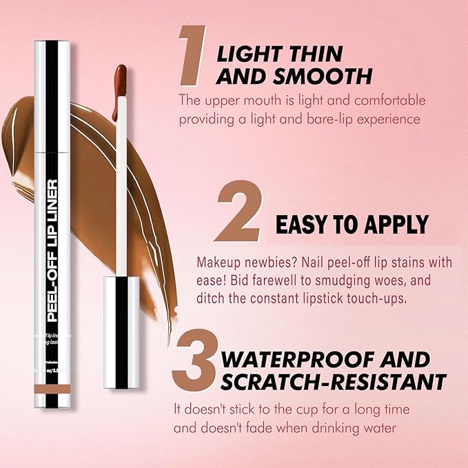 TALINZEN lip stain peel off,beauty-waterproof,transfer-proof and smudge-proof,makeup for all occasions,perfect for everyone (#01,0.12floz/3.5ml e)