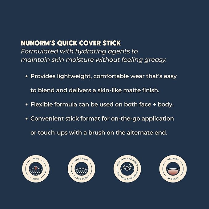 Foundation & Concealer Stick for Men - Full Buildable Cover for Dark Circles, Blemishes, Acne, Redness & Under Eyes - Face & Body Makeup Stick for All Skin Types - Non-Comedogenic 15-Beige