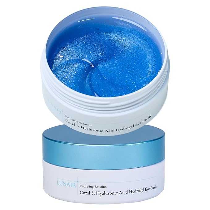 Lunair Coral & Hyaluronic Acid Hydrogel Eye Patch – Cooling Under Eye Masks for Puffiness, Dark Circles & Dehydration – Soothing Korean Skincare with Marine Coral Extract (60 Pairs)