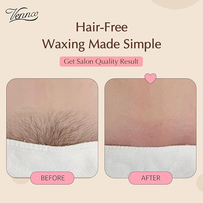 Vennco 2.5lb Cream Hard Wax Beads, Premium Coconut-Infused Hair Removal Wax for Full Body - Ideal for Brazilian, Bikini, Legs, Arms, Chest, and Back