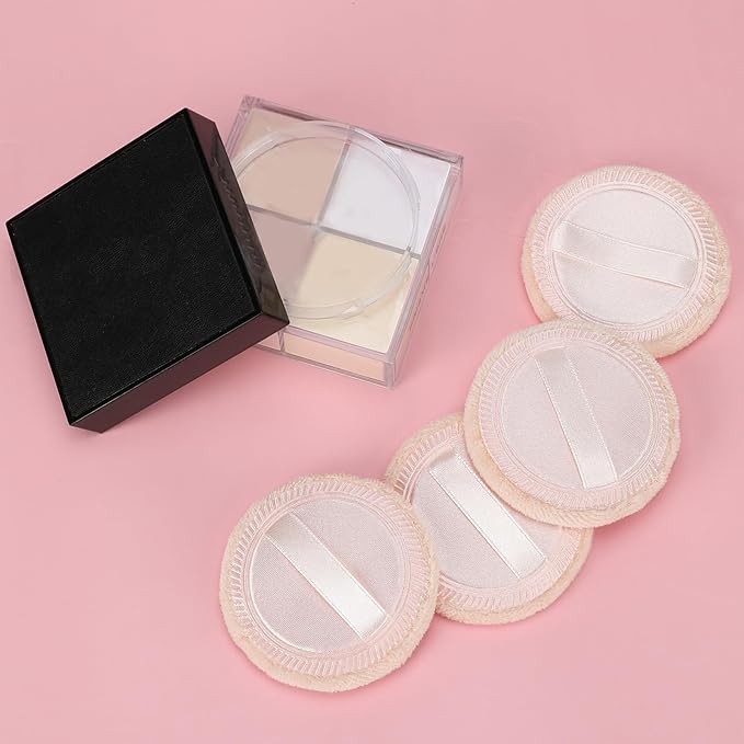 Senkary 12 Pieces Face Powder Puffs Cotton Makeup Pads Soft Compact Puffs for Loose Setting Pressed Powder, 2.36 Inch (Beige)