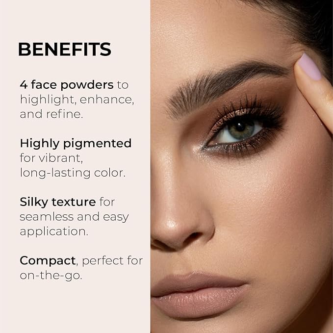 LUMINESS Complete Makeup Kit - Includes Face Palette, Airbrush Foundation, Primer and Brush - Silky, Long-Wearing, Easy to Blend, Perfect Makeup for Older Women, 4-PC Make Up Set (16 - Light Rich)