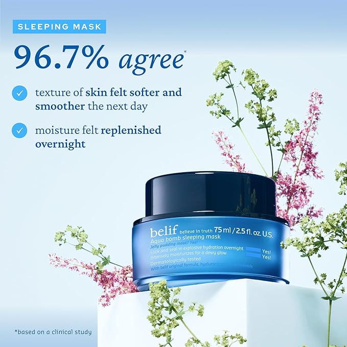 belif Vitamin E Jelly Overnight Mask – Hydrating & Plumping Face Moisturizer with Red Algae & Jojoba Oil, Deep Repair for Glass Skin, Korean Sleeping Mask for Intense Hydration & Radiance, 2.53 fl oz