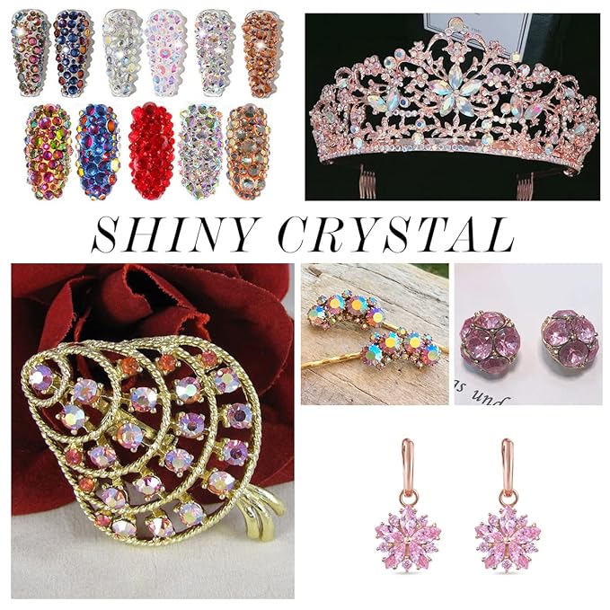 1440Pcs Pink AB Crystal Rhinestones,Glass Flatback Rhinestones Gemstones for Nail Face Makeup Art Crafts Clothes Decoration -(SS16,4.0mm,Pink AB)