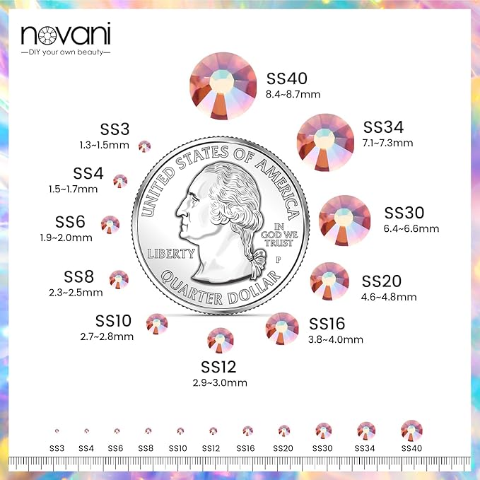Novani Rhinestones 1440Pcs Flatback Crystal Round Loose Gemstones Glass Rhinestones for Crafts Makeup Nail Art Clothes Shoes DIY Decorations(SS20, 4.6-4.8mm,Amber)