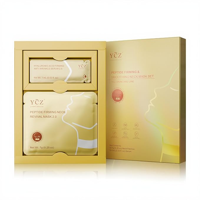 Ycz Firming Smoothing Neck Mask, Neck Wrinkle Patches, Deep Hydration and Moisturization Collagen Anti-Wrinkle Nack Mask, 8 Peptides and Botanical Serum for Firming & Lifting Diminishing Wrinkles