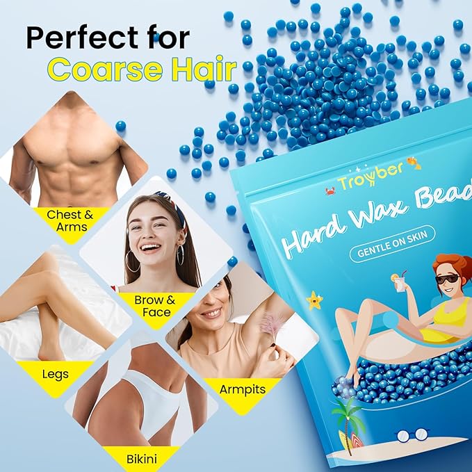 Hard Wax Beads for Hair Removal, Waxing Beads for Coarse Hair, Perfect for Brazilian & Full Body, Waxing Beads for Sensitive Skin